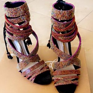 Sophia Webster! Worn once like new rainbow tie up heels